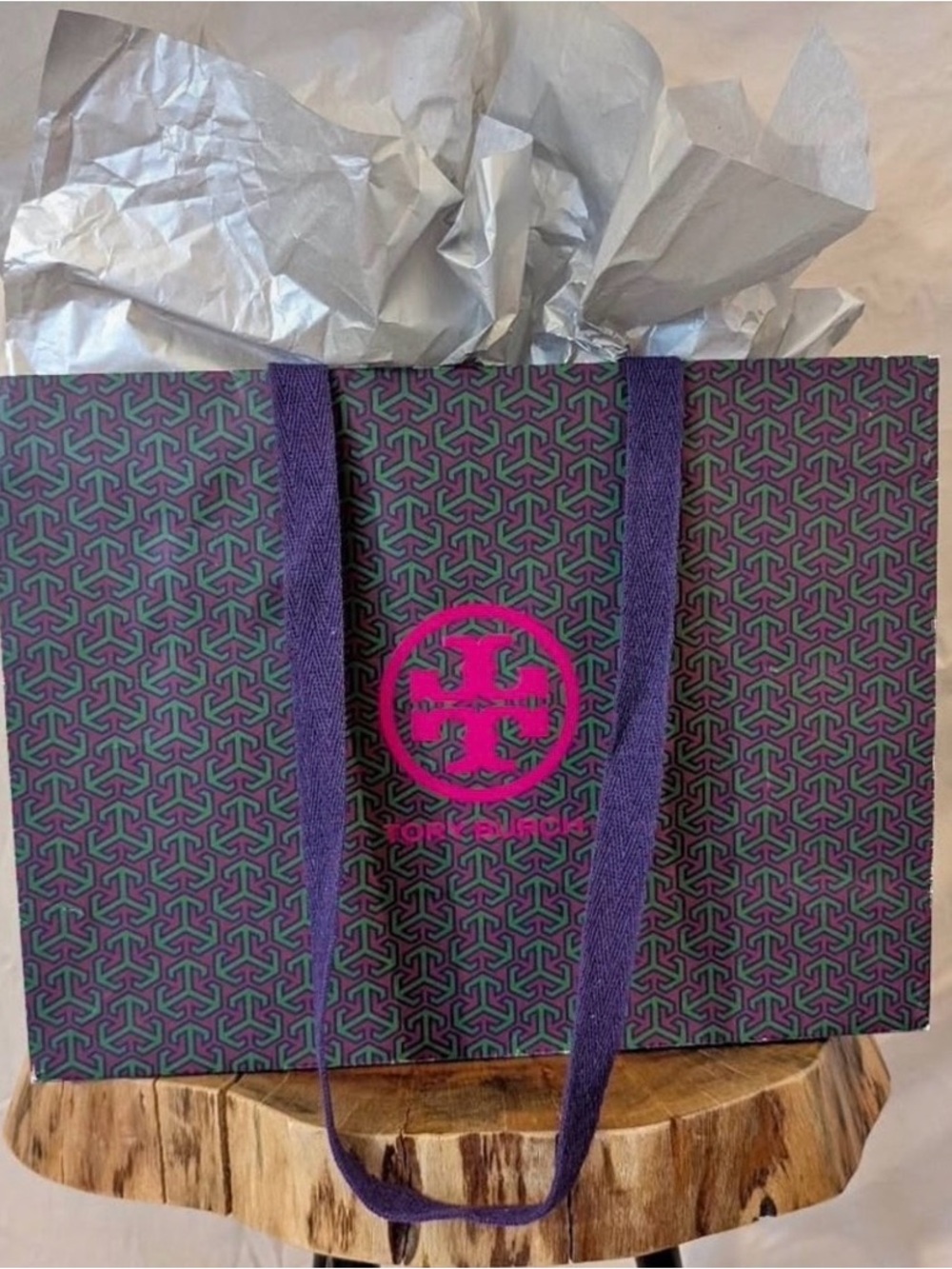 Large Tory Burch Shopping Bag Cotton/Canvas Handles & Original Gift Tissue Paper
